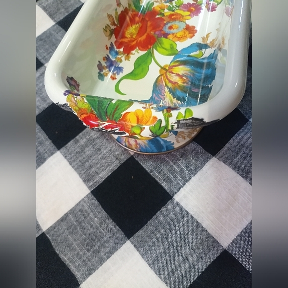 Mackenzie Childs Flower Market White Baguette Dish & Dipping Bowl - Picture 8 of 10